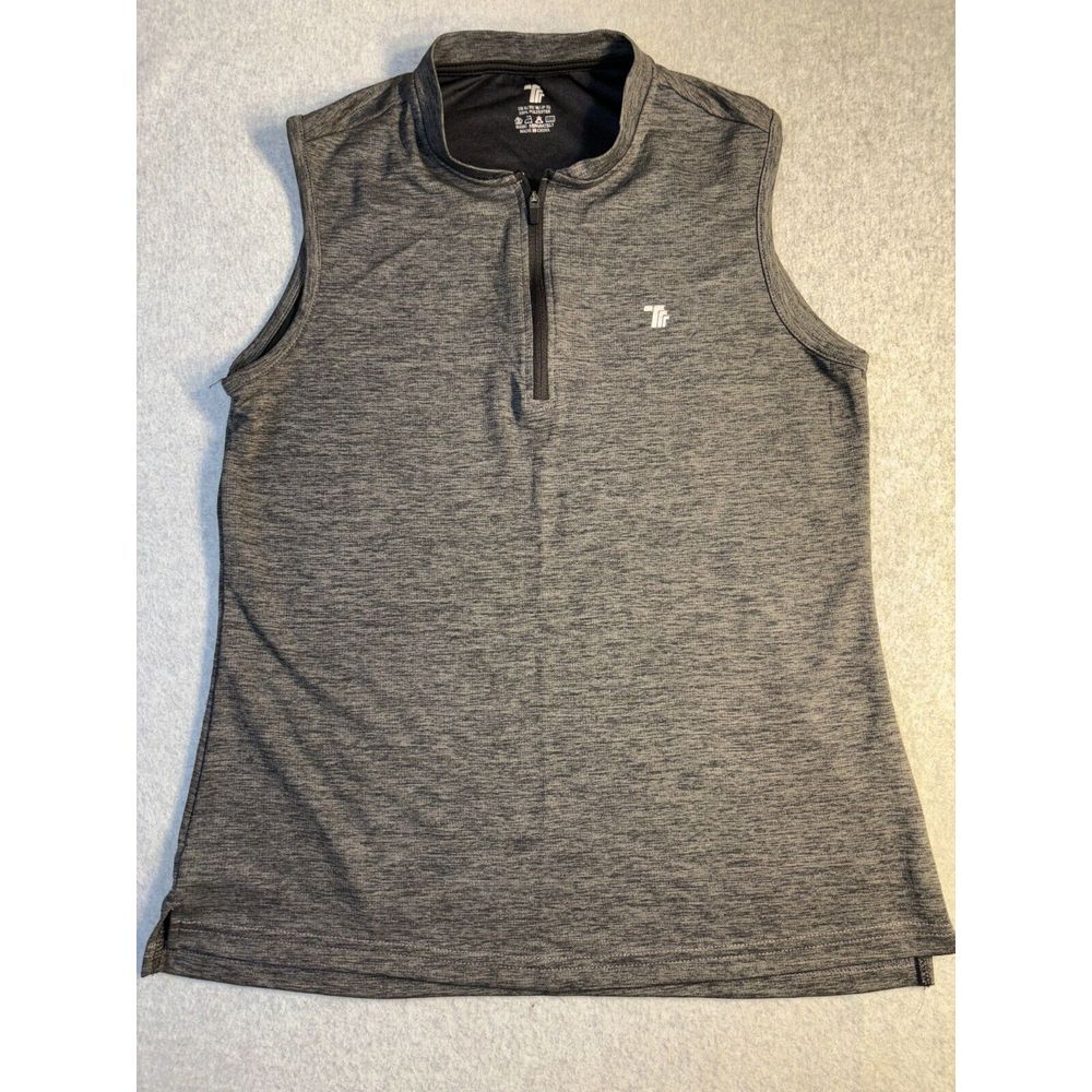 TBMPOY Activewear Tank Top Men's Medium Gray Polyester Quarter Zip Logo Pullover